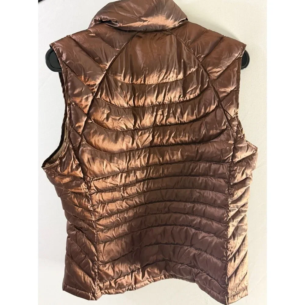 Bernardo Women’s Small Bronze Brown Goose Down Puffer Vest Metallic